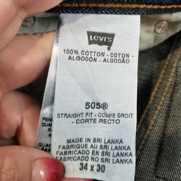 Levis 505 Jeans Men 34x30 Actual 34x29 Regular Fit Straight Blue Denim - Picture 7 of 12